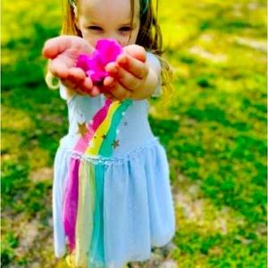 Toddler Girls' Sparkle Rainbow Short Sleeve Tutu Dress - Cat & Jack™ Light Blue